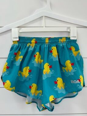BOA Rubber Duckie 1” Elite Split Running Shorts XS Blue Yellow